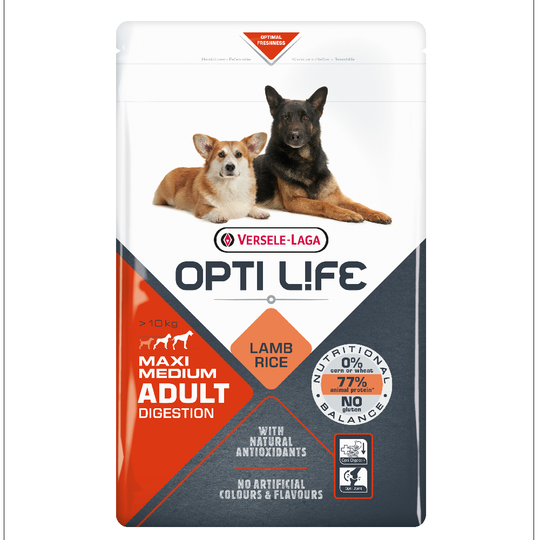 Ekonomipack: 2 x 12 kg Opti Life hundfoder - Digestion Adult Medium & Maxi (2 x 12,5 kg)