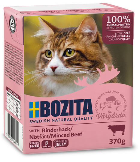 Bitar i Gelé Nötfärs för katt - 6 st x 370 g