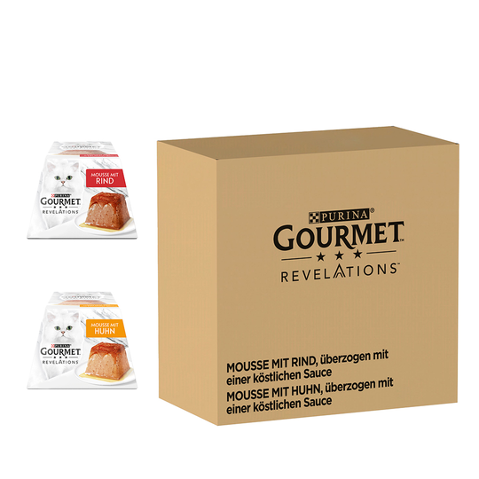 Blandat ekonomipack: Gourmet Revelations Mousse 48 x 57 g - Nötkött + Kyckling
