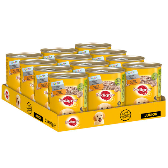 Ekonomipack: Pedigree Junior Classic 24 x 400 g - Fjäderfä & ris