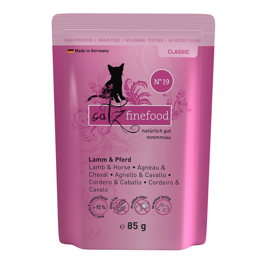 Ekonomipack: catz finefood i portionspåse 16 x 85 g - Lamm & häst