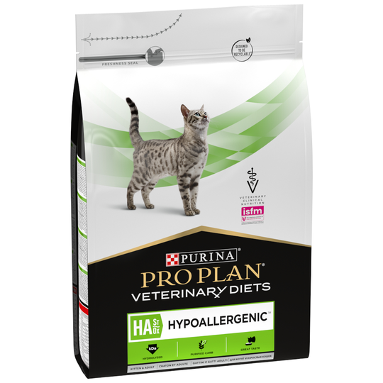 Ekonomipack: 3 x 5 kg Purina Veterinary Diets Feline HA ST/OX Hypoallergenic (3 x 3,5 kg)