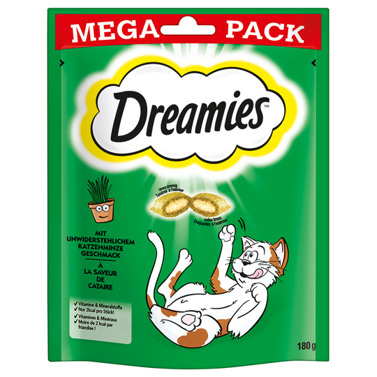 Dreamies Cat Treats Big Pack 180 g - Ekonomipack: Kattmyntasmak (6 x 180 g)