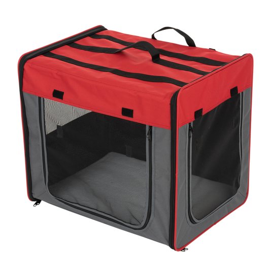 Transportkoja First Class Basic Stl. M: B 46 x T 61 x H 53,5 cm, röd/grå