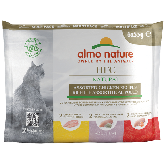 Ekonomipack: Almo Nature HFC Natural Pouch 24 x 55 g - Blandpack: Kyckling (3 sorter)