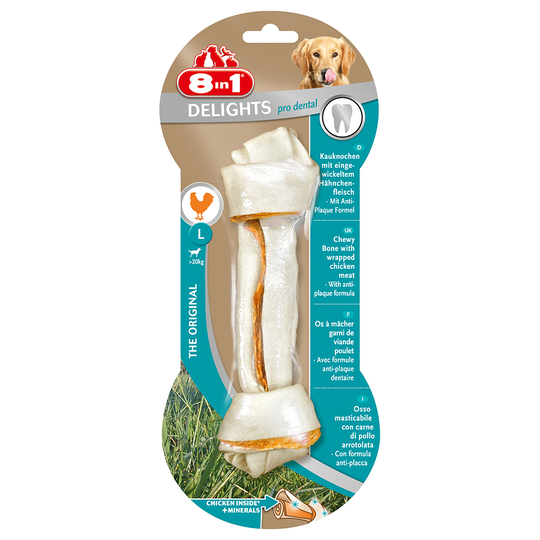 8in1 hundgodis till sparpris! - Delights Pro Dental tuggben kyckling L, 100 g (1 st)