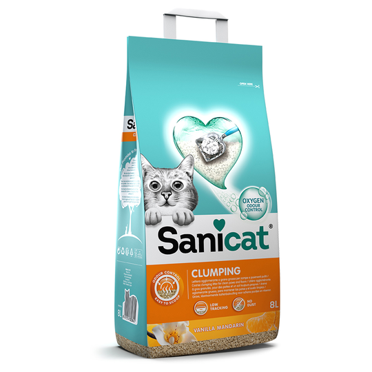 Sanicat Vanilla & Mandarine klumpbildande strö - Ekonomipack: 2 x 8 l