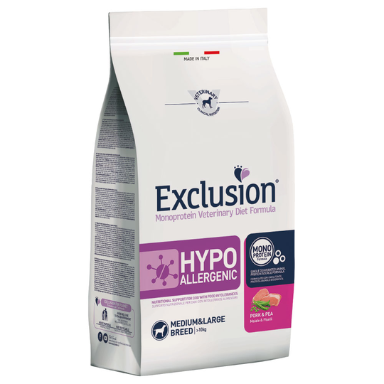 Ekonomipack: 2 x 7,5 / 12,5 kg Exclusion Diet Hypoallergen torrfoder Hypoallergenic Pork & Pea (2 x 12,5 kg)