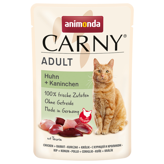 Ekonomipack: 24 x 85 g Animonda Carny Pouch - Kyckling & kanin
