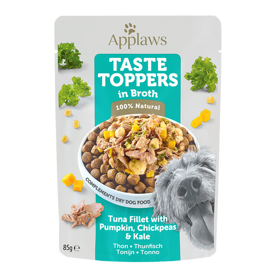Applaws våtfoder för hund till sparpris! - Taste Toppers Pouch i buljong: Tonfisk med pumpa, grönkål & kikärtorn (12 x 85 g portionspåse)