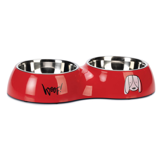 Karlie Jairo Diner Set dubbelskål, röd - 2 x 900 ml