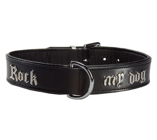 Bobby Rock My Dog Läderhalsband - Svart (45 cm)