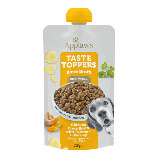 Applaws våtfoder för hund till sparpris! - Taste Toppers Pouch: Kycklingbensbuljong med gurkmeja & persilja (6 x 200 ml portionspåse)