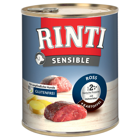 RINTI Sensible 6 x 800 g - Häst, kycklinglever & potatis