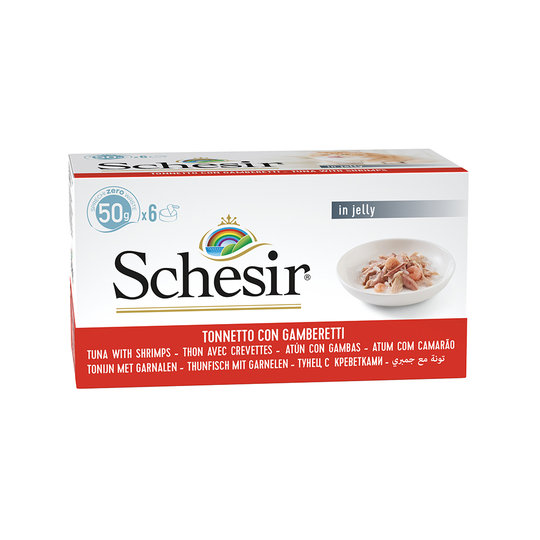 Schesir Small i gelé 12 x 50 g - Tonfisk & räkor