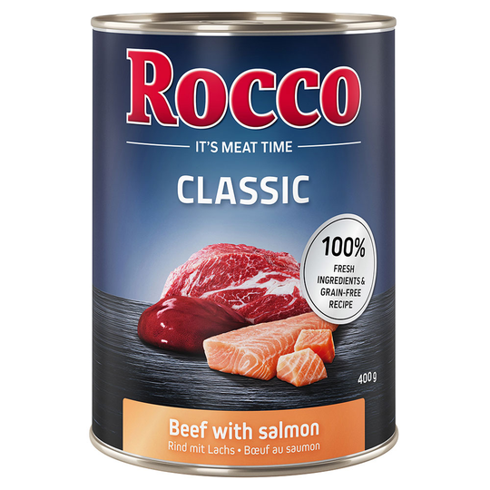 Rocco Classic 6 x 400 g hundfoder - Nötkött & lax
