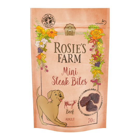 Rosie's Farm Snacks Mini Steak Bites Beef - Ekonomipack: 3 x 70 g
