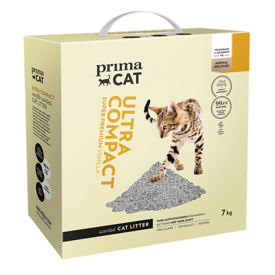 Ultrakompakt Parfymerad Kattsand Vanilj - 7 kg