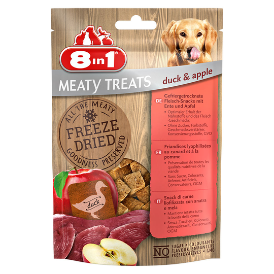 8in1 Meaty Treats - Ekonomipack: 2 x Anka & äpple (2 x 50 g)