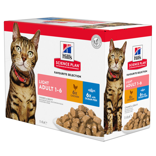 24 x 85 g Hill's Science Plan kattmat till kanonpris! - Adult Light: Fish Selection