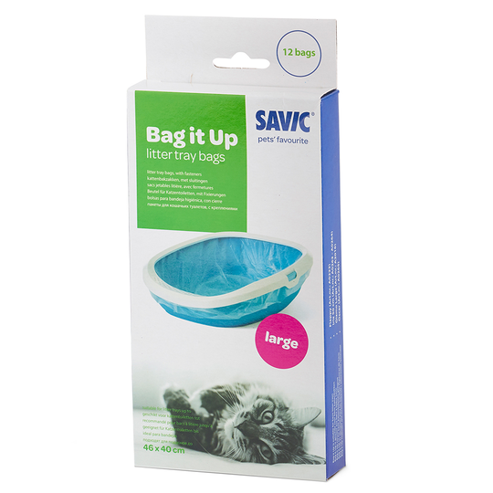 Savic Gizmo Happy Planet - 52 cm kattlåda - Bag it Up Litter Tray Bags, Large, 1 x 12 st