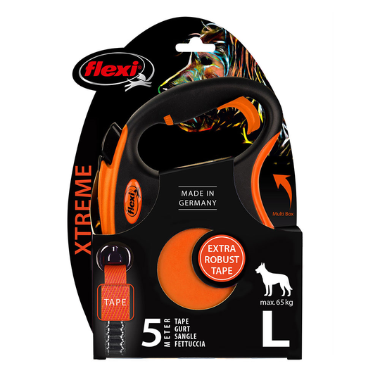flexi Xtreme bandkoppel orange, 5 m - L: upp till 65 kg