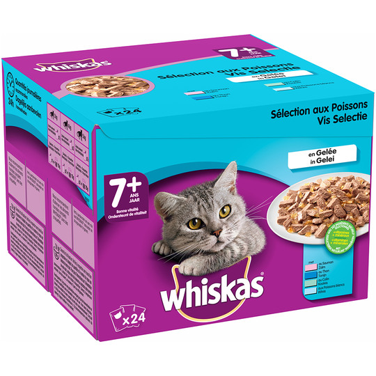 Ekonomipack: Whiskas 7+ Senior portionspåse 48 x 100 g - 7+ Fiskurval i gelé
