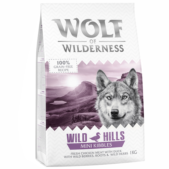 2 + 1 på köpet! 3 x 1 kg Wolf of Wilderness Classic/Soft - Adult Mini Wild Hills - Duck