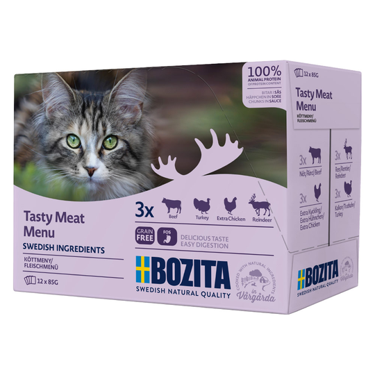 Ekonomipack: Bozita bitar i sås Pouch 24 x 85 g - Blandpack kött (4 sorter)