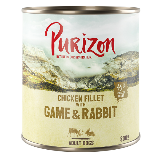 Ekonomipack: Purizon 12 x 800 g - Game & Rabbit with Pumpkin & Lingonberry