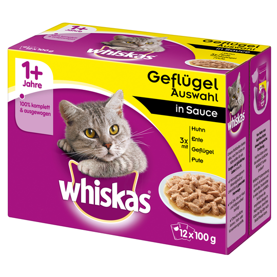 Whiskas 1+ portionspåsar 12 x 100 g - 1+ Fågelurval i sås