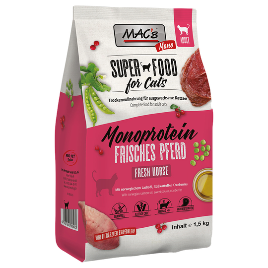 MAC's Superfood for Cats Adult Monoprotein Häst - 1,5 kg