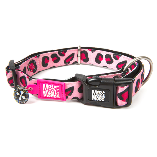 Max & Molly Smart ID Leopard Pink halsband - Stl. L: 39-62 cm halsomfång, B 25 mm