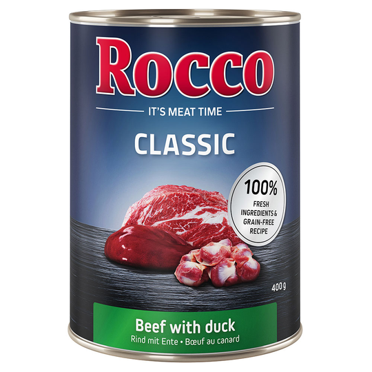 Rocco Classic 6 x 400 g hundfoder - Nötkött & anka