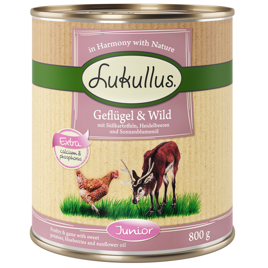 Lukullus Junior Fjäderfä & vilt (spannmålsfritt) - 6 x 400 g