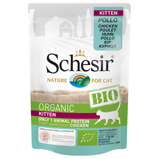 Schesir Bio Pouch 6 x 85 g - Kitten ekologisk kyckling