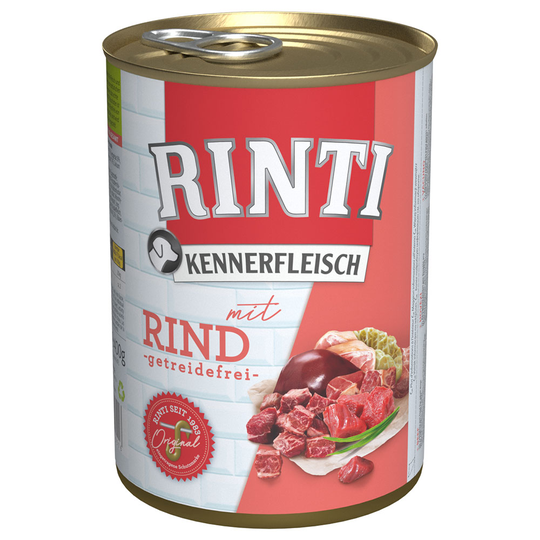 RINTI 12 x 400 g - Blandpack: Nötkött, Fågelhjärtan