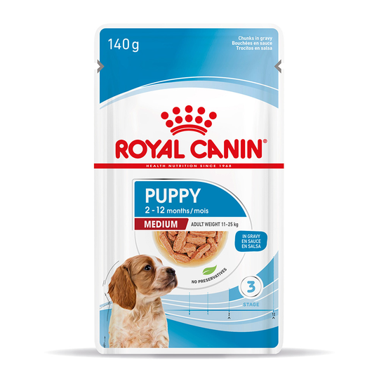 10 / 12 påsar på köpet! 40 x 140 g / 48 x 85 g Royal Canin Size i sås - Medium Puppy (40 x 140 g)