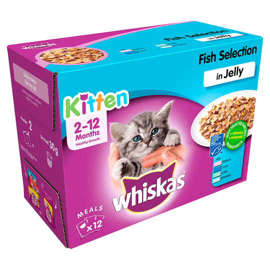 Whiskas Junior portionspåse 12 x 85/100 g - Fiskurval i gelé