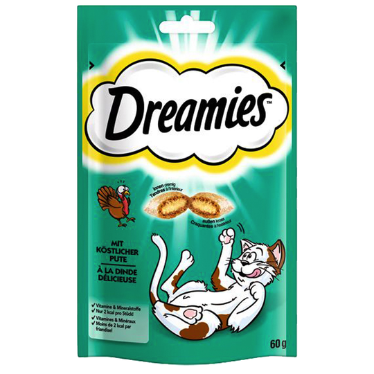 Dreamies Cat Treats 60 g - Ekonomipack: Kalkon (6 x 60 g)