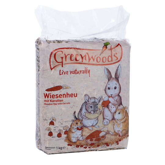 Ekonomipack: Greenwoods ängshö 3 / 10 kg - Morötter 10 kg