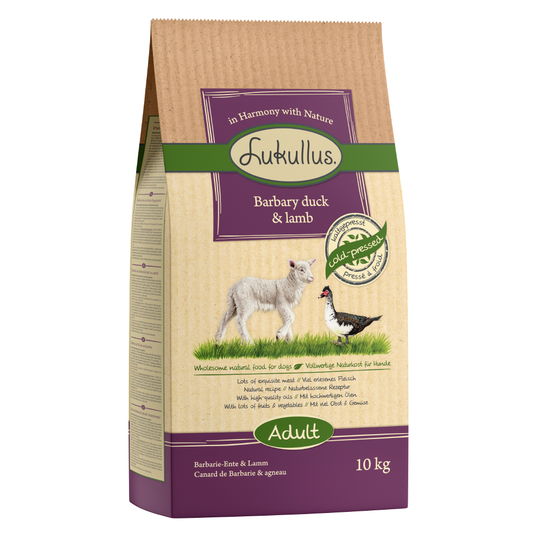 Lukullus kallpressat hundfoder Myskand & lamm Ekonomipack: 2 x 10 kg