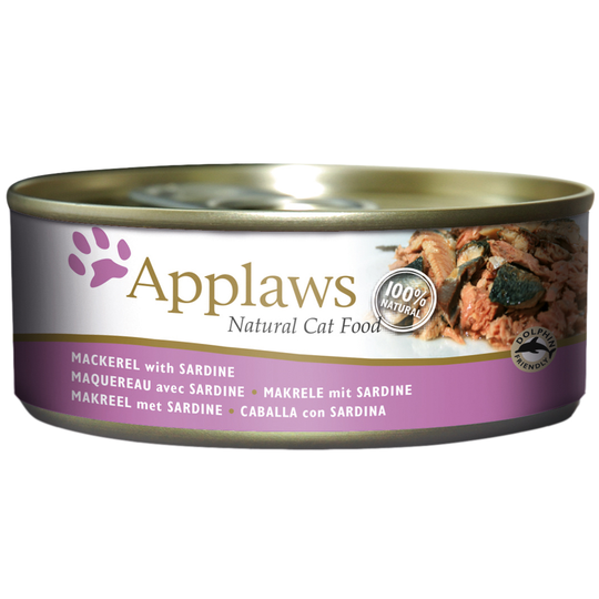 Ekonomipack: Applaws kattmat i buljong 24 x 156 g - Makrill & sardiner