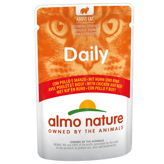 Ekonomipack: Almo Nature Daily Menu Pouch 24 x 70 g - Kyckling och nötkött