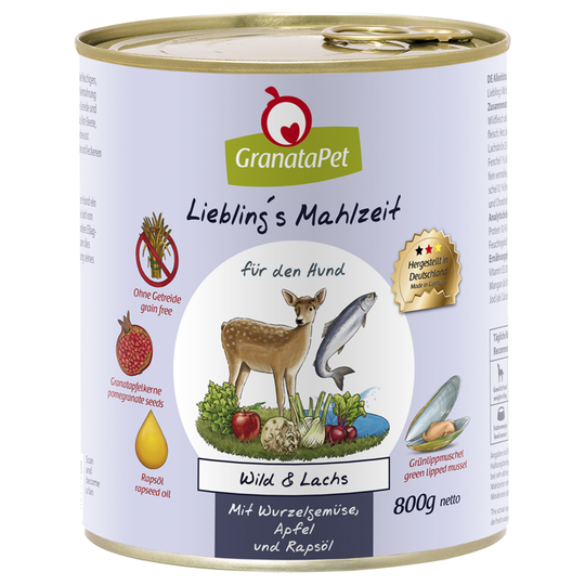Ekonomipack: GranataPet Liebling's Mahlzeit 24 x 800 g - Vilt & lax med rotfrukt, fänkål , äpple och rapsolja
