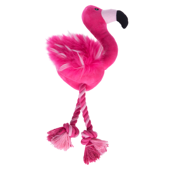 Flamingo med rep hundleksak - 2 st