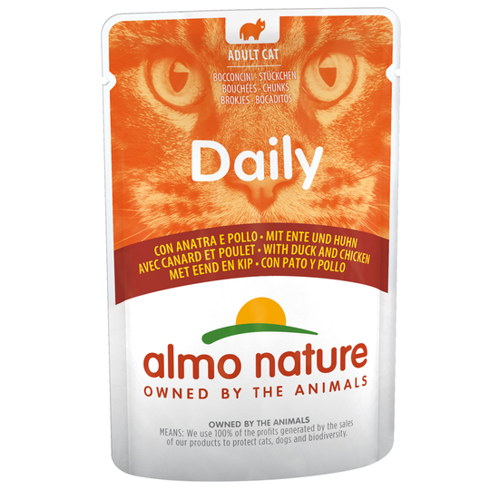 Ekonomipack: Almo Nature Daily Menu Pouch 12 x 70 g - Anka och kyckling