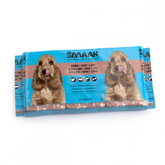 Smaak Raw Complete Puppy Kyckling, Gris & Lax (3 x 200 g)