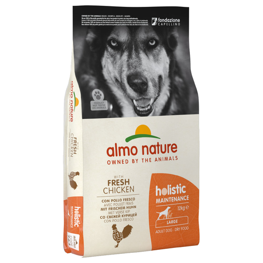 Ekonomipack: 2 / 3 påsar Almo Holistic Nature hundfoder - Adult Large Kyckling & ris (2 x 12 kg)
