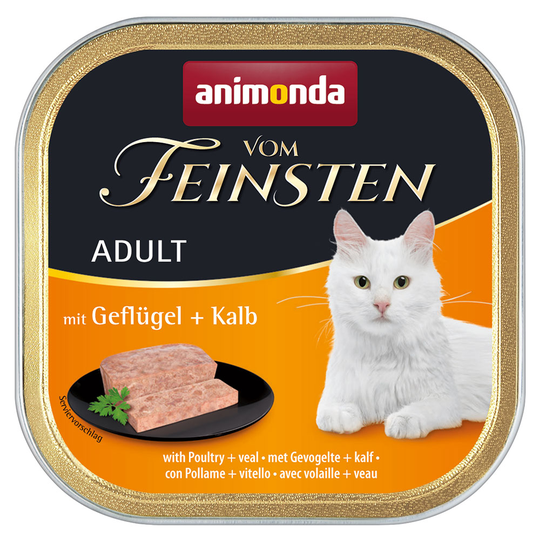 Ekonomipack: Animonda vom Feinsten Adult 64 x 100 g - Fjäderfä & kalv